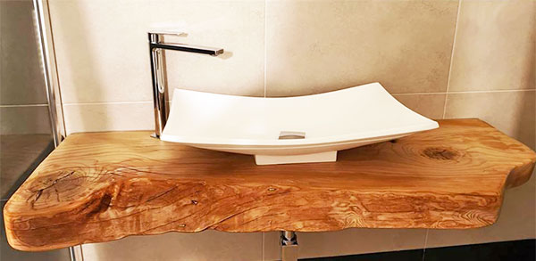 Mensola per lavabo in legno tranchè in diversi colori e spessori